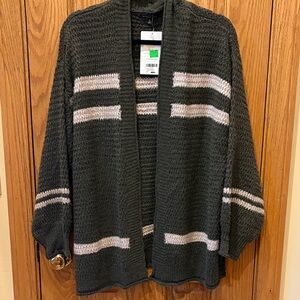 Staccato Army Green and Cream Striped Cardigan